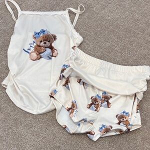 SHEIN Cute Bear Print Pajama Set size 12 NWOT